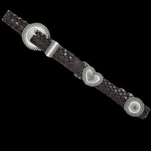 Heart Concho Belt Braided USA Brighton Leather Chunky Western/Rodeo Large